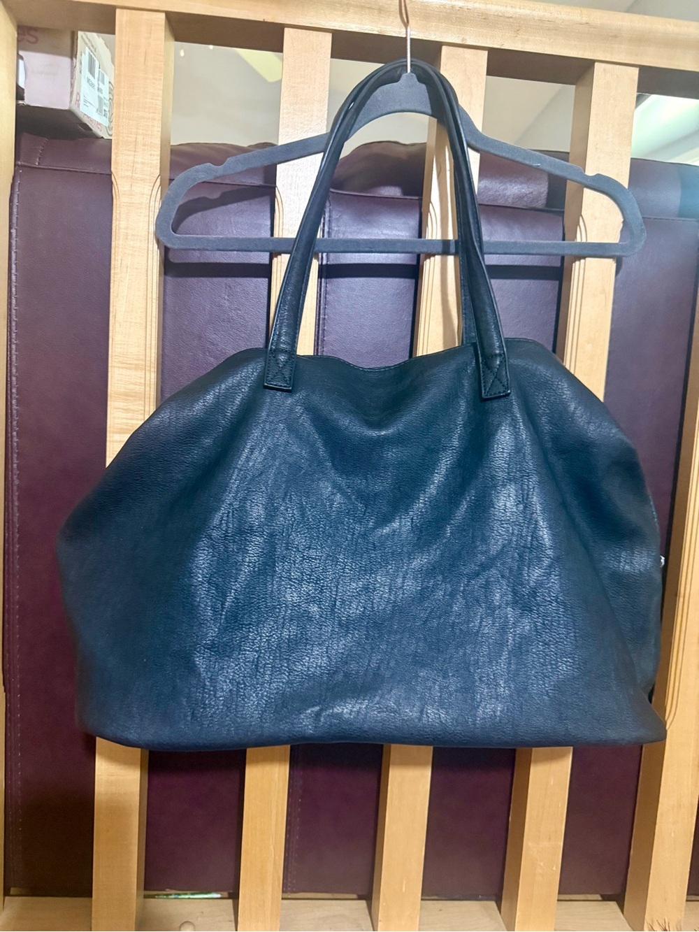 Antik Kraft Erica Oversized Slouchy Tote Bag Black Vegan Leather